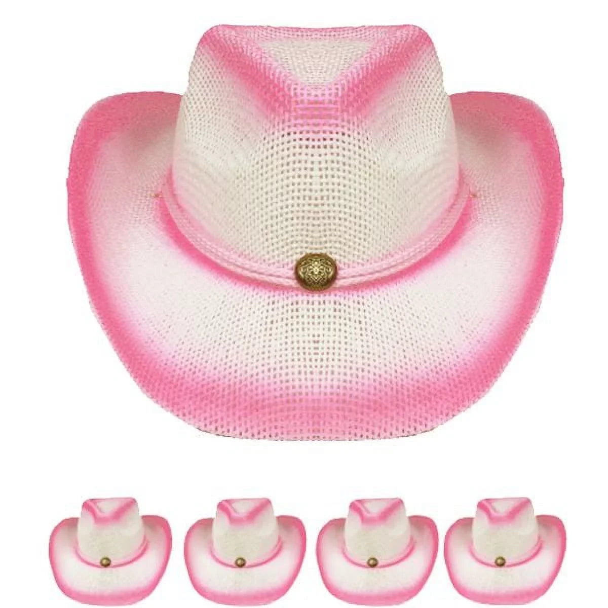 KIDS PINK OMBRE Cowboy Hat Girls Summer Gardening Beach WESTERN Cowgirl
