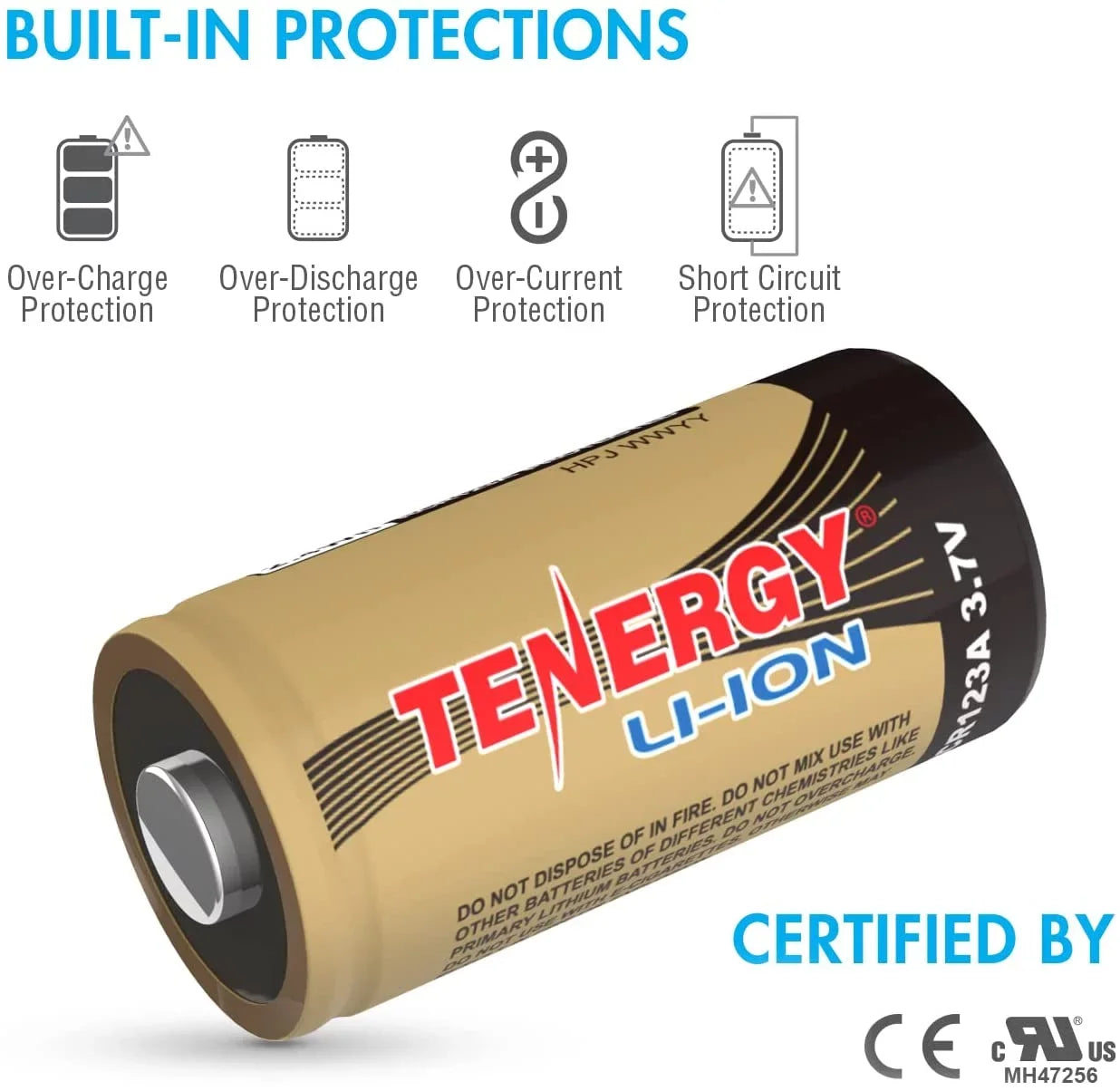Tenergy Rechargeable Batteries 12-Pack Batteries and Charger, Li-ion 3.7V 650mAh Battery for Arlo Camera (VMC3030)