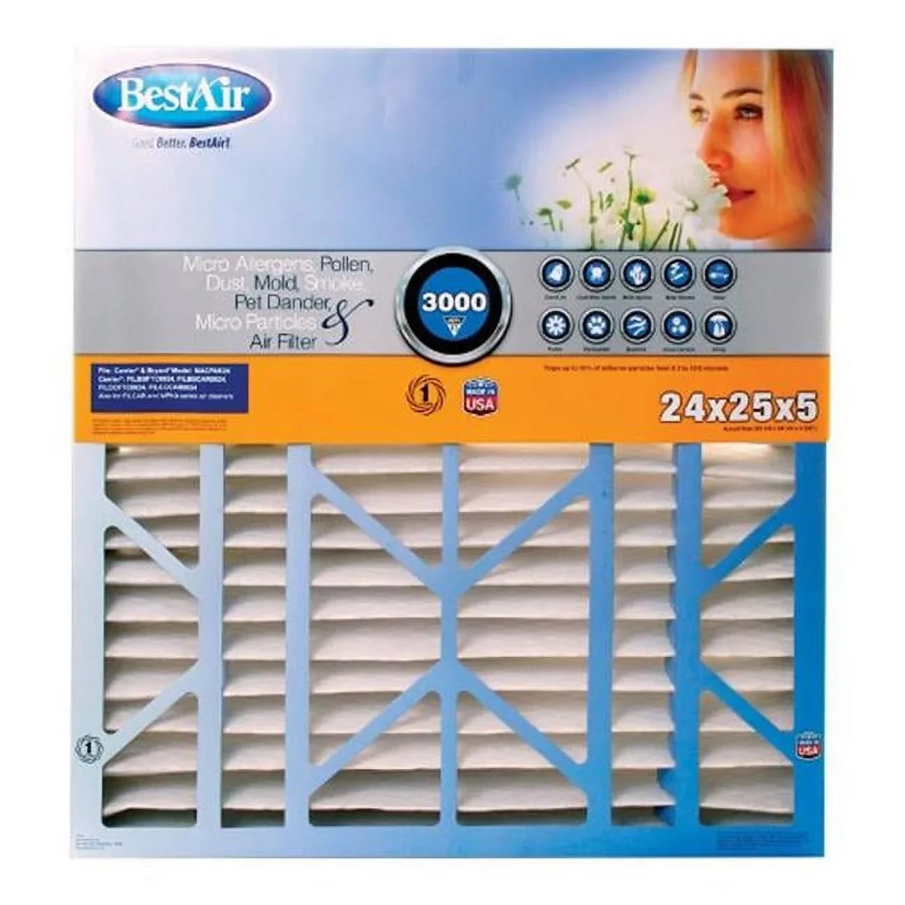 B & K CB2425-13R Air Filter  24 x 25 x 5 in.- pack of 2