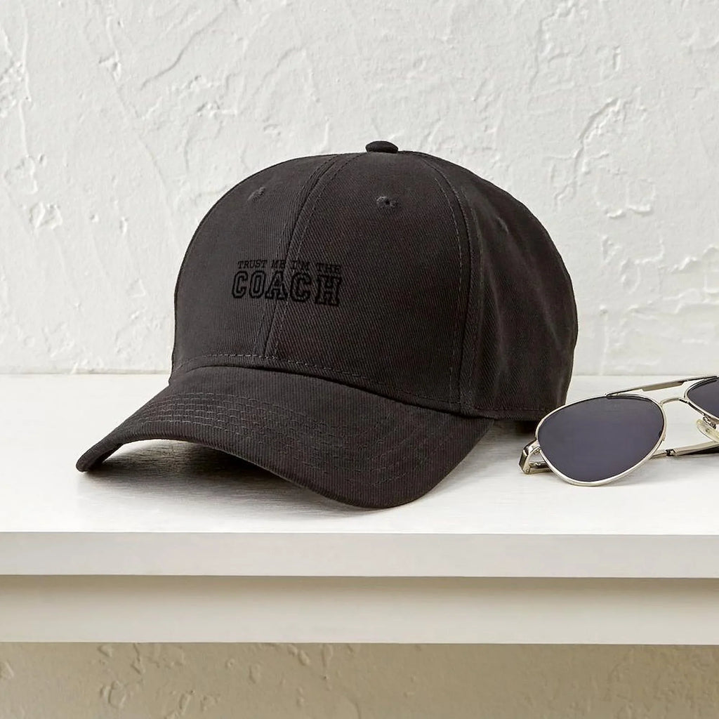 CafePress - Trust Me I'm The Coach Black Cap - Printed Adjustable Cotton Canvas Black Baseball Hat