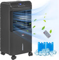 HOMCOM 32" Mobile Evaporative Air Cooler, 3-In-1 Ice Cooling Fan Water Conditioner Humidifier Unit with Remote, Timer, OscilLatitudeing, LED Display, 3.2gal Water Tank for Home Office, Bedroom, Black