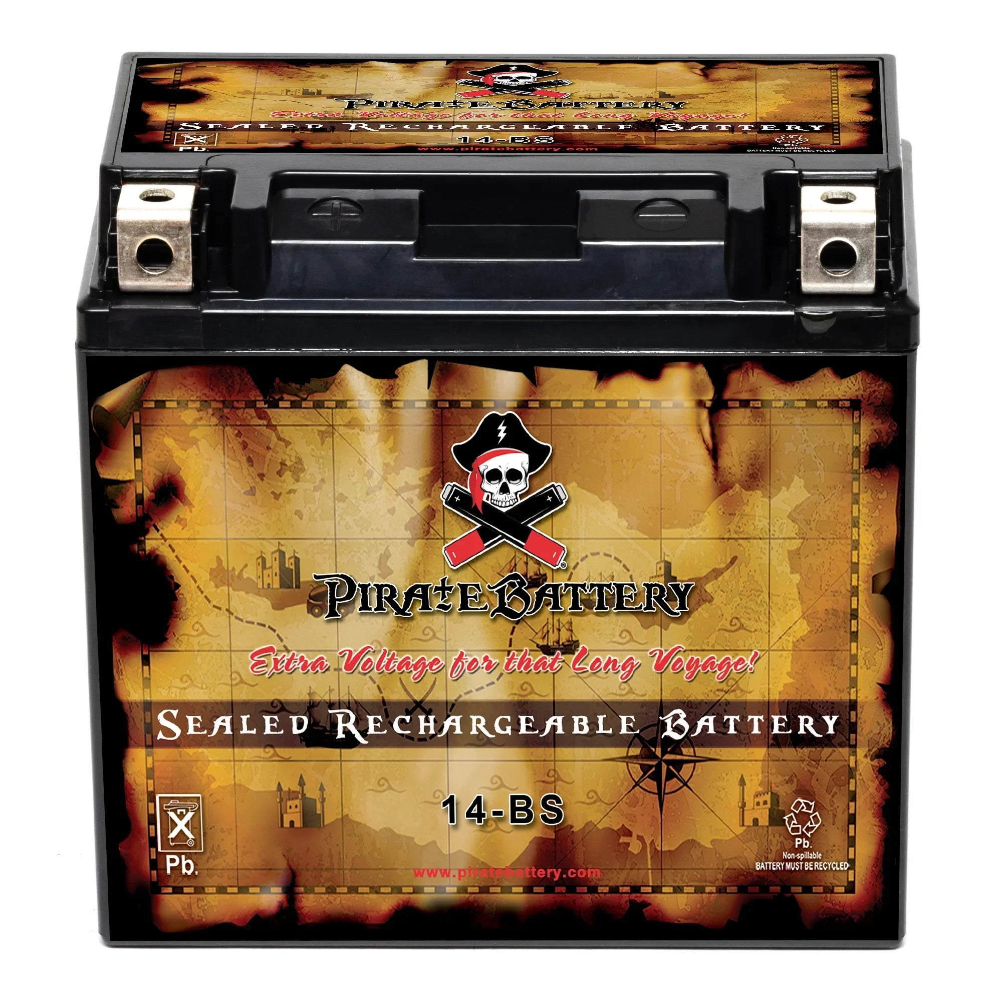 Pirate Battery YTX14-BS (14-BS 12 Volt,12 Ah, 200 CCA) Motorcycle Battery for Kawasaki 800cc Vn800-a, B, C, E Vulcan, Classic, Drifter 1995
