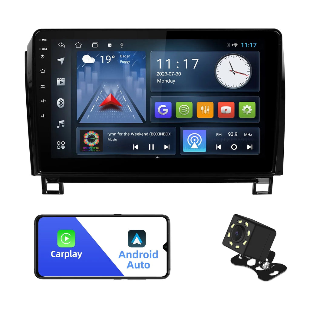2+32G 10.1 inches Android 10 Double Din Car Stereo for Toyota Tundra 2007-2013 & Sequoia 2008-2018 IPS Touchdisplay Screen Car Radio with Carplay & Android Auto Support Backup Camera GPS Navi FM BT