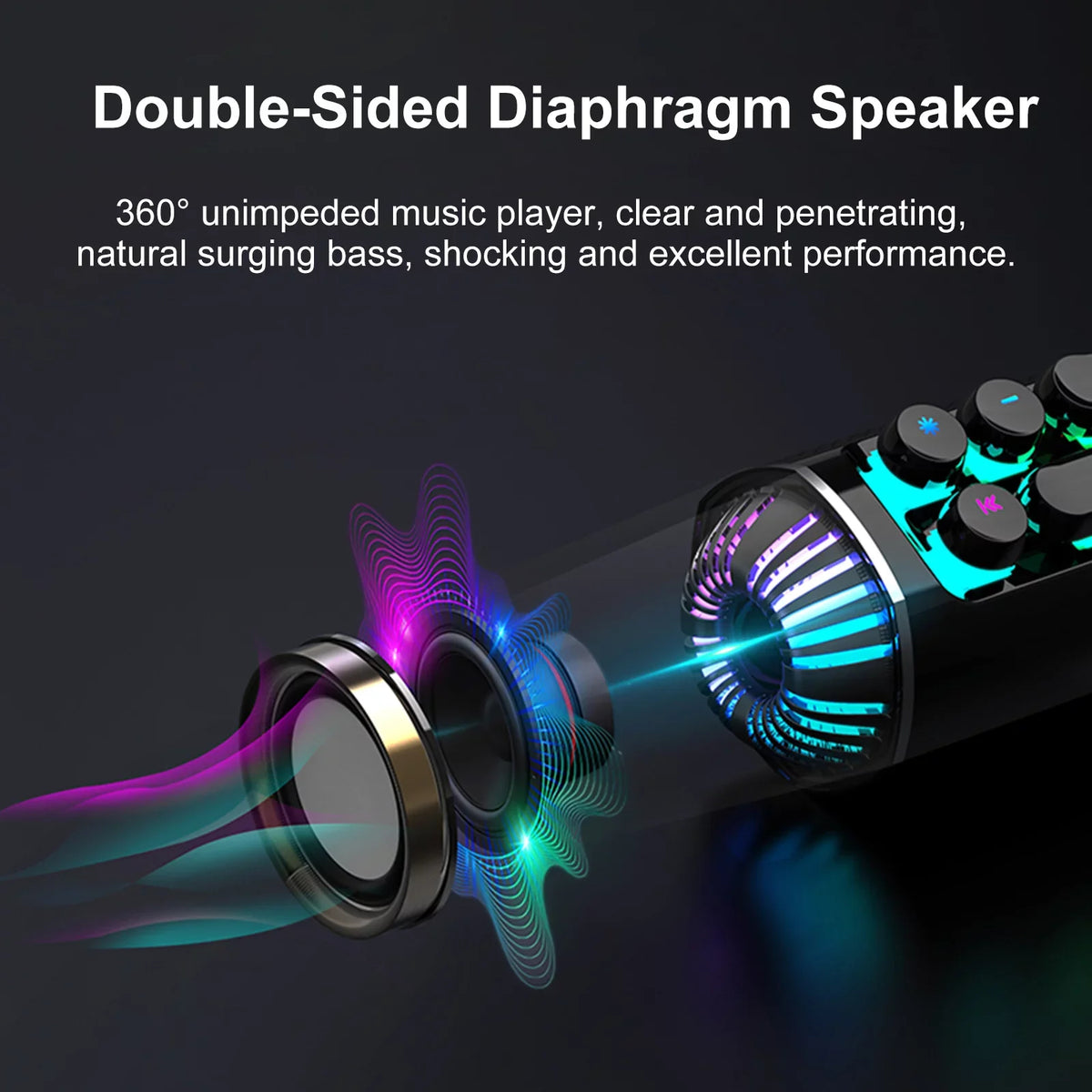 Andoer soaiy SH19 HiFi Speaker Computer Subwoofer RGB Bass Sound Bar Stereo Music Player Sound Box TF Port 3.5mm Audio Input for PC Laptop Smartphone Tablet