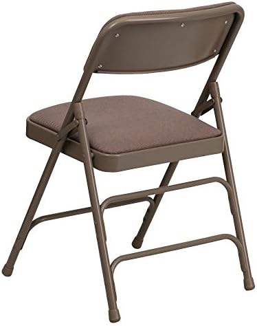 4 Pack HERCULES Series Curved Triple Braced & Double Hinged Beige Fabric Metal Folding Chair