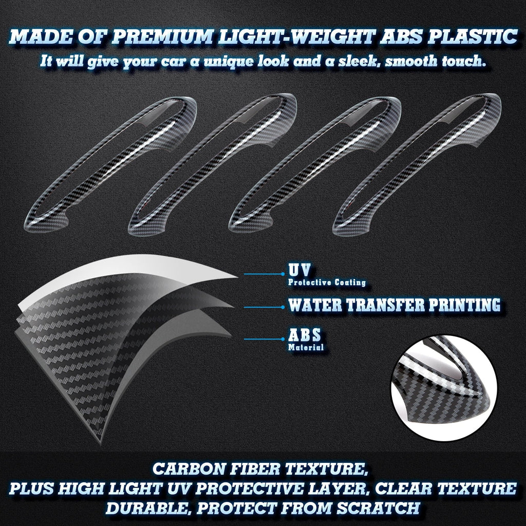 Xotic Tech 1 Set (4 pieces) Exterior Door Handle Surround Cover trims, Carbon Fiber Style, Compatible with BMW 5 Series G30 2018-up