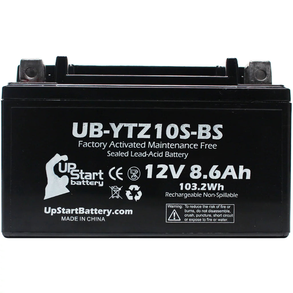 UpStart Battery Replacement 2011 Yamaha YZF-R6 (excl. R6S) 600CC Factory Activated, Maintenance Free, Motorcycle Battery - 12V, 8.6Ah, UB-YTZ10S-BS