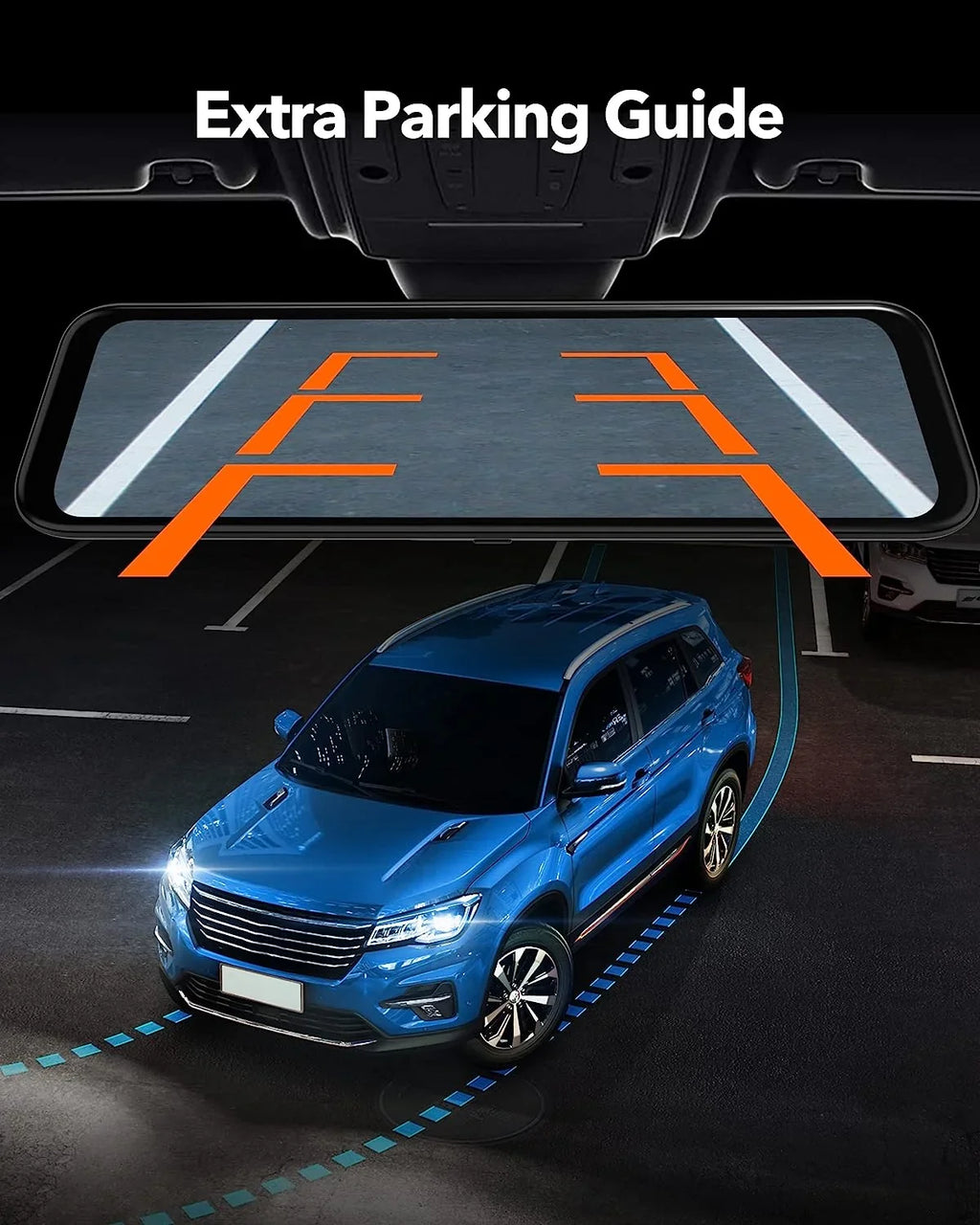 WOLFBOX 12'' Rear View Mirror Dash Cam, 4K Front and 1080P Rear Car Dash Cameras with Super Night Vision, Vehicle, Free 64GB Card & GPS, USB C Port