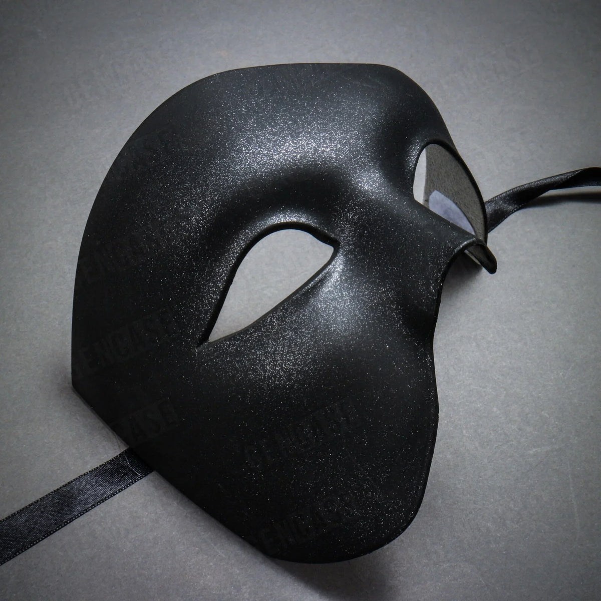Plain Black Vintage Phantom Masquerade Mask | Half Face Venetian Halloween Costume