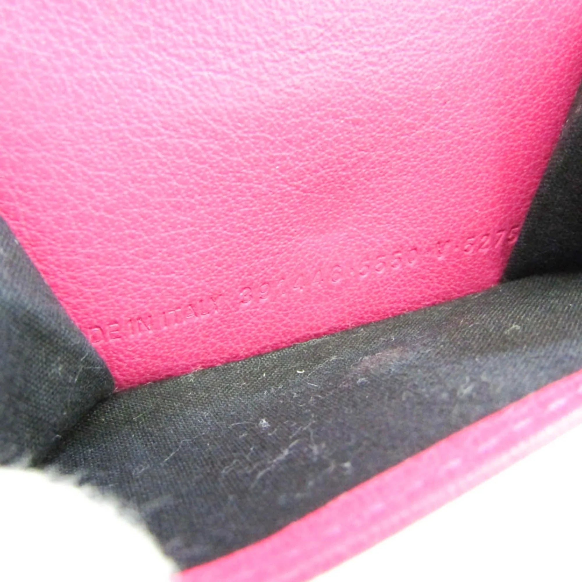 Pre-Owned Balenciaga Papier Mini 391446 Women's Leather Wallet (tri-fold) Pink (Good)
