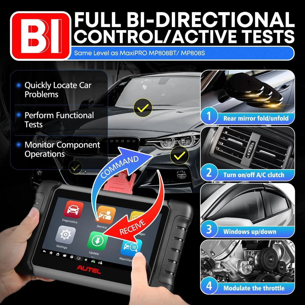 Autel MaxiCheck MX808S with 2 Year Update, 3000+ Bidirectional Diagnostic Tool Android 11 OE All System Scan, FCA Autoauth same as MK808S MK808Z RK3566 4-Core 4GB & 64GB