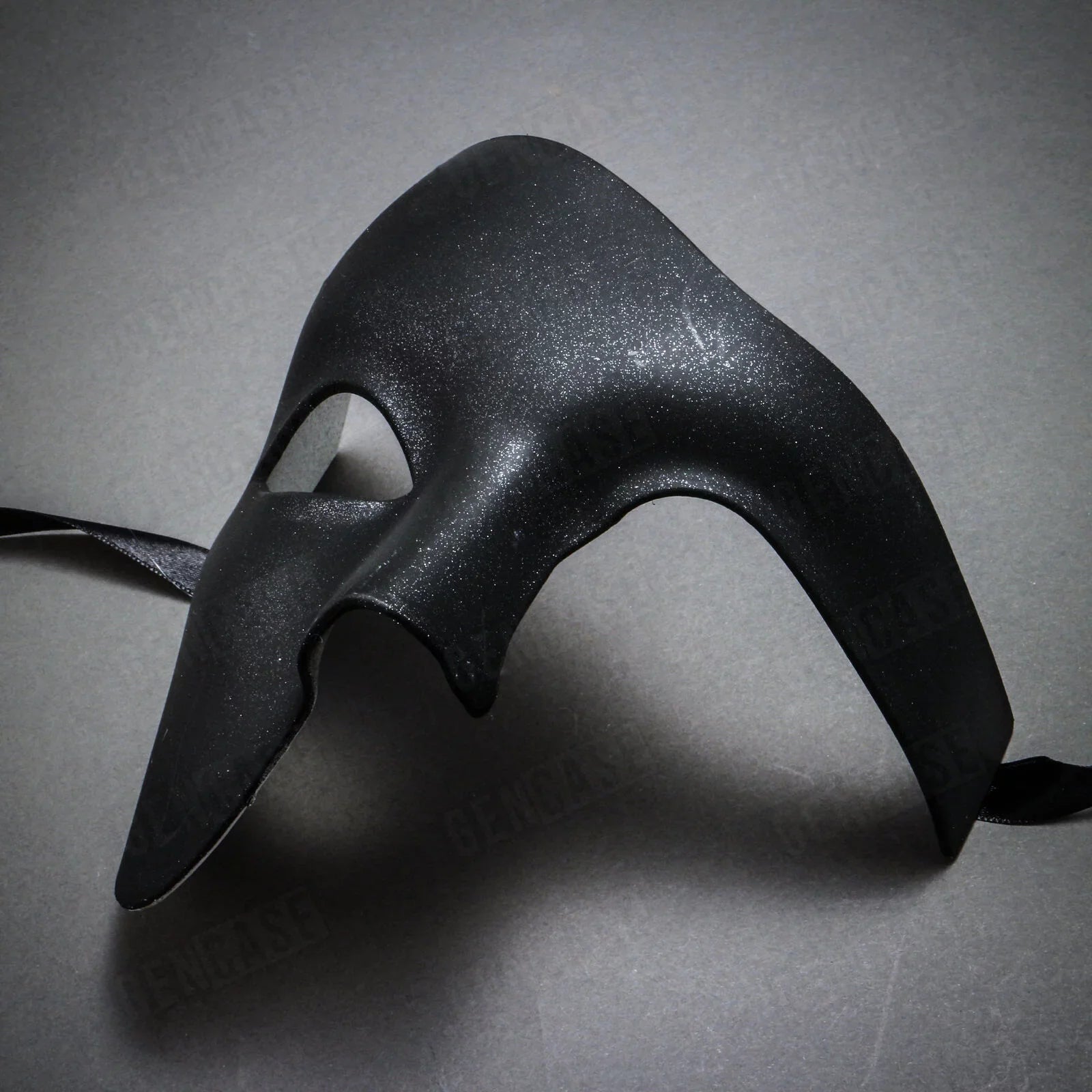 Plain Black Vintage Phantom Masquerade Mask | Half Face Venetian Halloween Costume