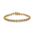 14K Yellow Gold PLatitudeed .925 Sterling Silver 1/10 Cttw Diamond Open Circle Wheel Link 7" Tennis Bracelet (I-J Color, I2-I3 Clarity)