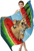 Hyjoy Dog On Watermelon InfLatitudeable Circle Long Silk Neck Scarf Lightweight Shawl Wrap Scarves for Women Girls
