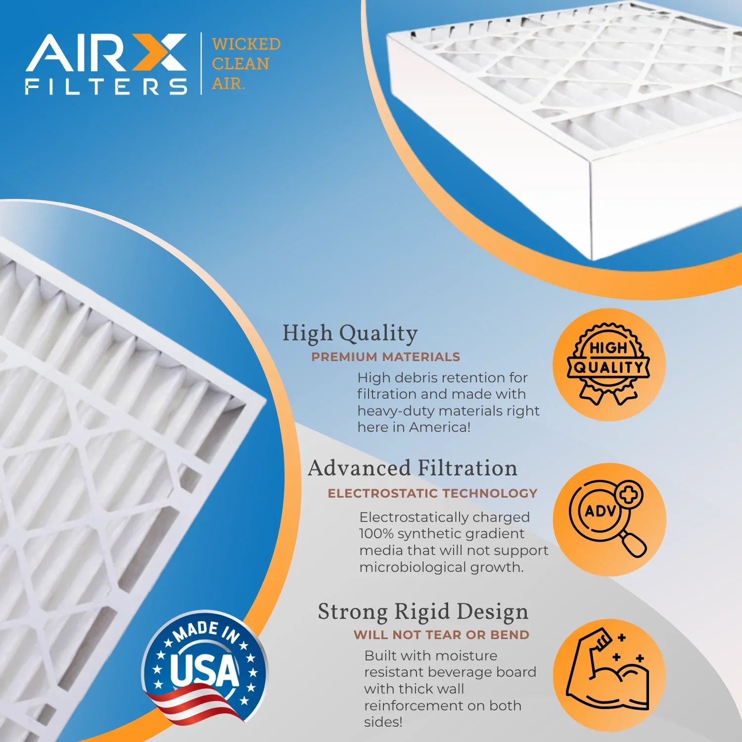 16x28x6 Air Filter MERV 8 Comparable to MPR 700 & FPR 5 Compatible with Aprilaire 401 Premium USA Made 16x28x6 Furnace Filter 2 Pack by AIRX FILTERS WICKED CLEAN AIR.