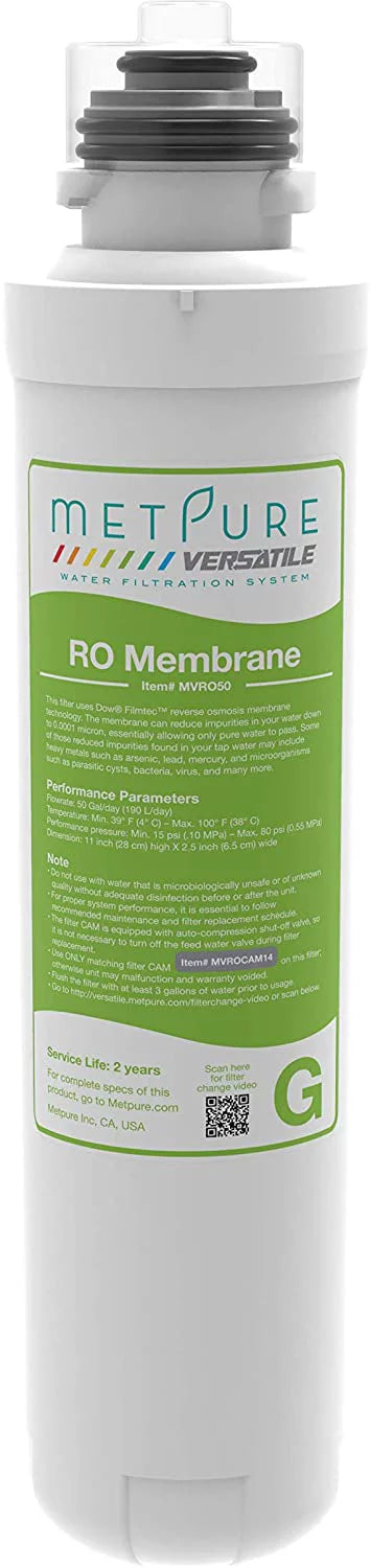 Metpure Versatile MV-ROGBSET Red (R) + Orange (O) + Green (G) + Blue (B) Quick Twist Filter Set Replacement Cartridge Bundle (1 x Sediment, 1 x Extruded Carbon Composite, 1 x 50gpd Membrane, 1 x GAC)