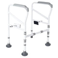 Toilet Safety Rails for Elderly, Adjustable Toilet Support Frame, Toilet Standing Aid for Disabled, Toilet Safety Handles with Large Non-Slip Mats, Free-Assembly, Fit All Toilets