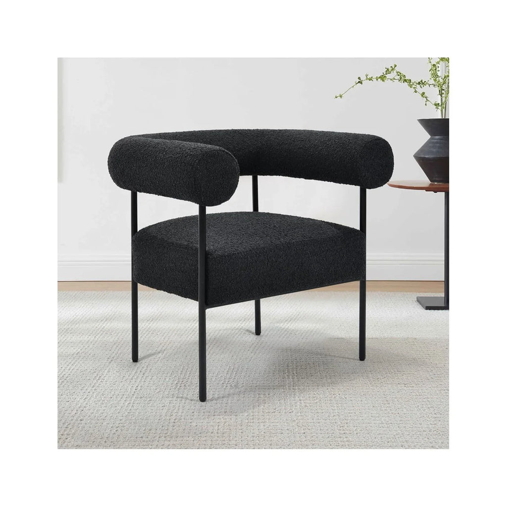 Palma Black Boucle Metal Arm Chair