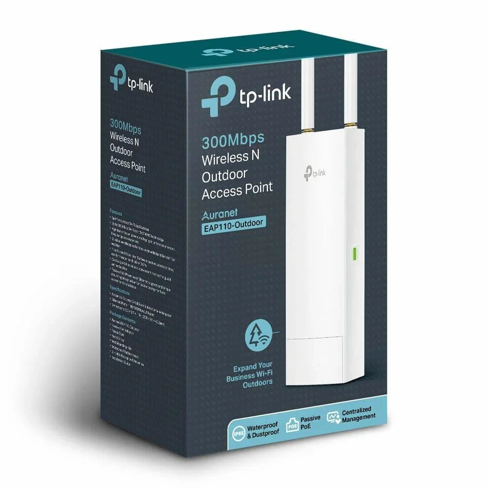 TP-Link Omada N300 Gigabit Wireless Outdoor Access Point | Passive PoE Powered w/ PoE Injector included | SDN Integrated | Cloud Access & Omada app for Easy Management (EAP110-Outdoor)