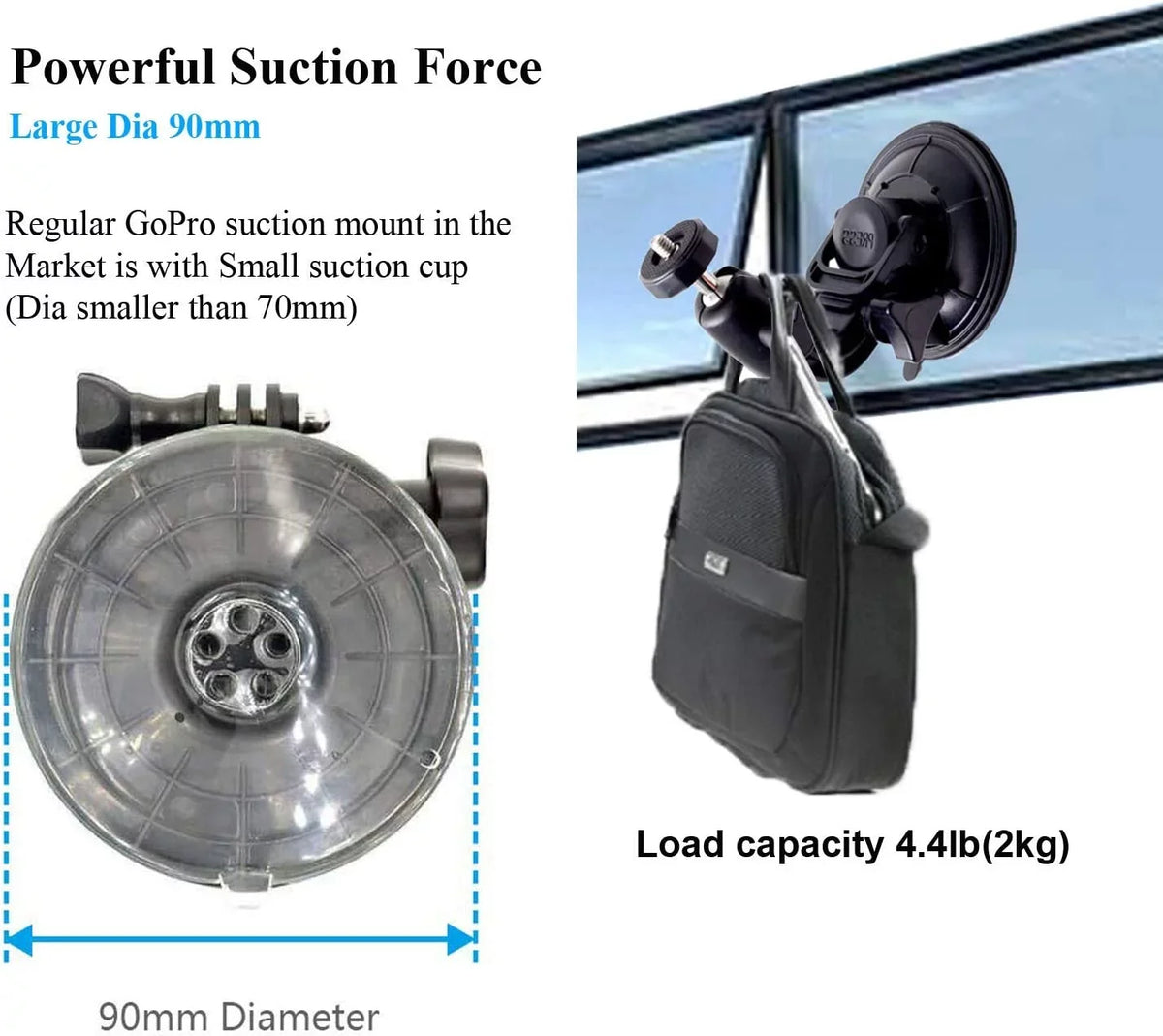 Suction Cup Car Mount Stand Tripod Adapter with Safety Tether Outdoor Indoor for Gopro Hero Session 9 8 7 6 5 4 3+ 3 2