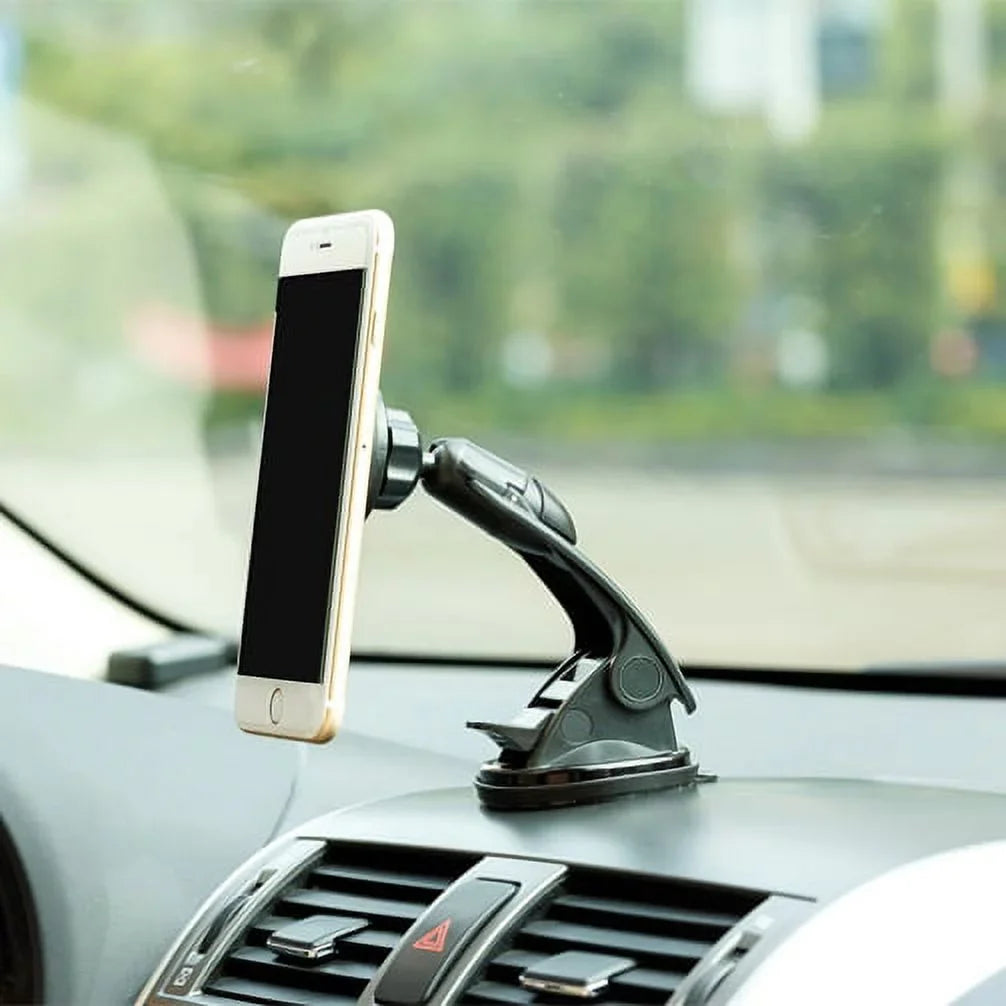 Premium Magnetic Car Mount Dash Windshield Holder Window Rotating Dock Stand Strong Grip Adjustable Suction QQP for Samsung Galaxy J7 Perx V (2017), Mega 2 Note 2 On5 Prevail LTE S4, S5 Active, Mini