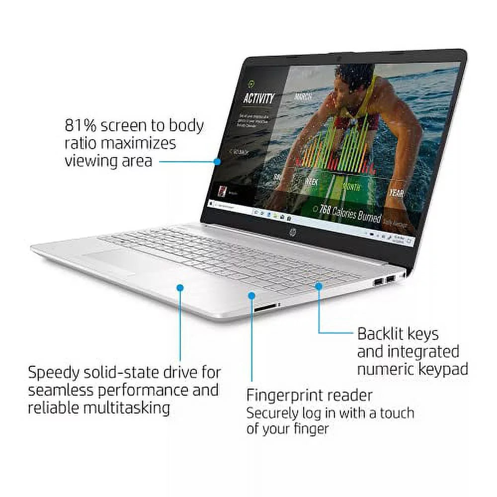 HP 2022 15.6" HD Touchdisplay Laptop PC Intel 4-Core i5-1135G7 16GB DDR4 256GB NVMe SSD Iris Xe Graphics Webcam HDMI WiFi AC RJ45 BT USB-C Backlit Keyboard Silver Windows 10 w/RE Accessories