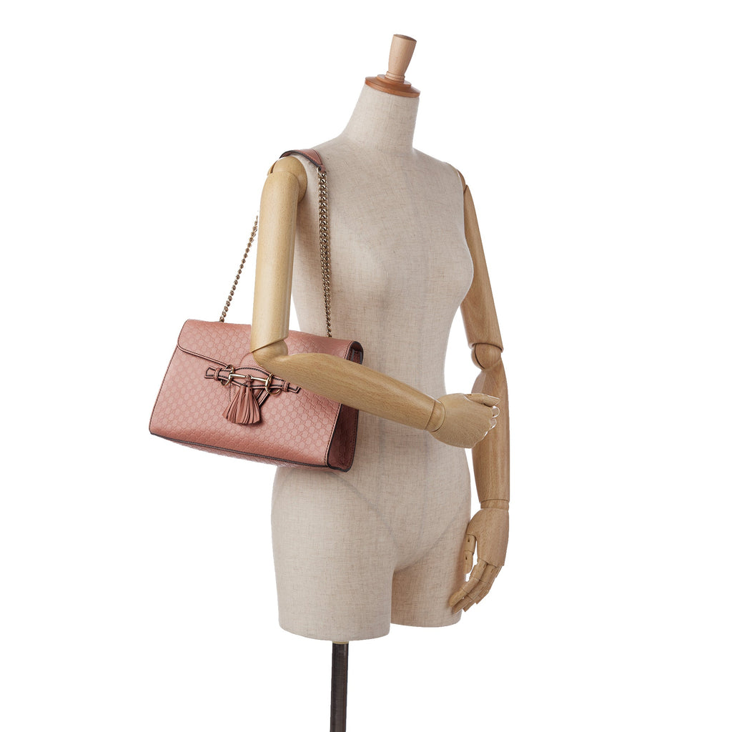 Pre-Owned Authenticated Gucci Medium Microguccissima Emily Shoulder Bag Calf Leather Pink Unisex (Good)