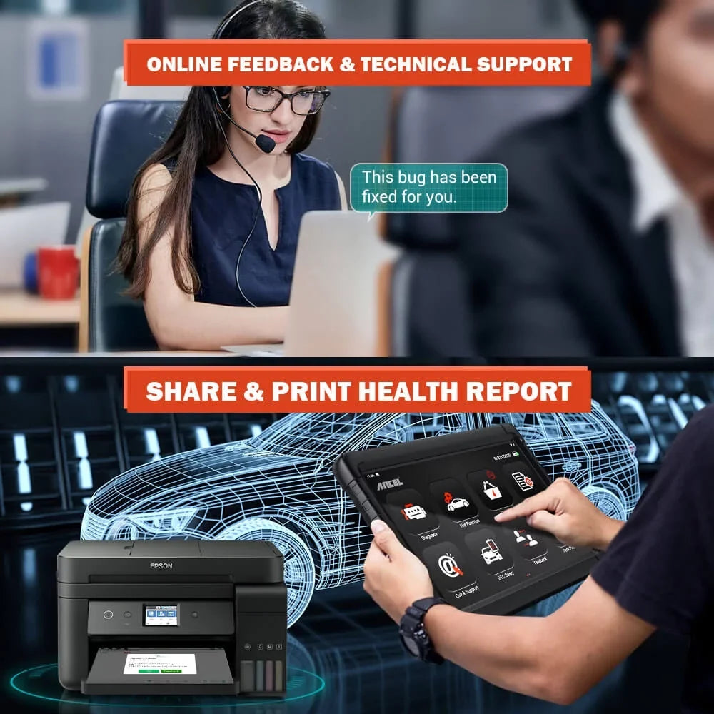 ANCEL X6 OBD2 Scanner Automotive All System Bi-direactional Diagnostic Scan Tool 10 Reset Services Car Code Reader EOBD OBD Scan Bluetooth Automotive Scanner Car Diagnostic Tablet Auto VIN Live Data
