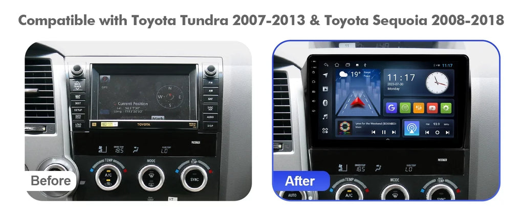 2+32G 10.1 inches Android 10 Double Din Car Stereo for Toyota Tundra 2007-2013 & Sequoia 2008-2018 IPS Touchdisplay Screen Car Radio with Carplay & Android Auto Support Backup Camera GPS Navi FM BT