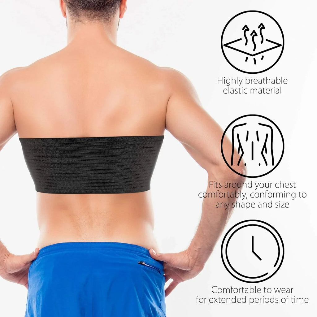 ORTONYX 6.25" Broken Rib Brace Unisex - Elastic Chest Wrap Comppression Support Belt - Rehabilitation of Cracked, Fractured, Dislocated Ribs Post-Surgery Aid Plus Size 3XL Black / ACOX5226-BK-3XL