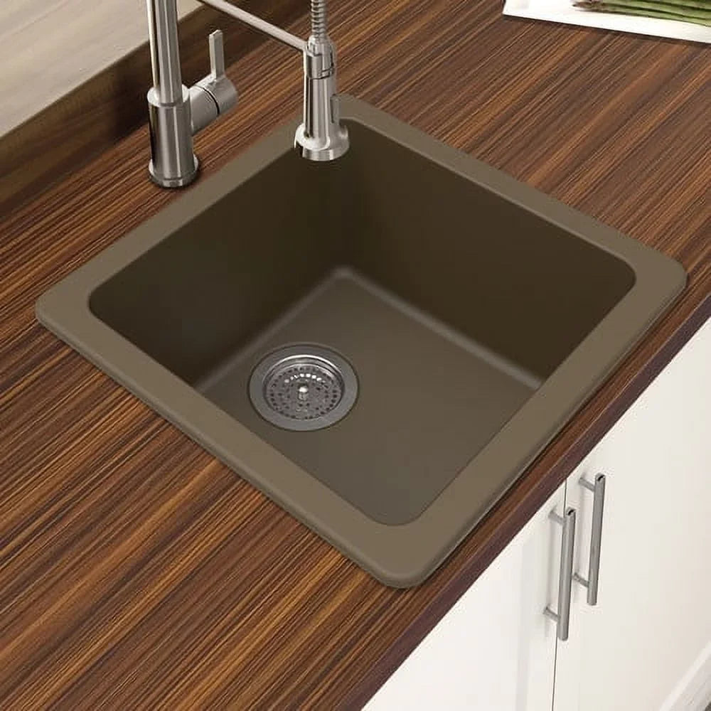 Winpro Granite Quartz 16.64'' L x 16.64'' W Single Bowl Dual Mount Kitchen Sink