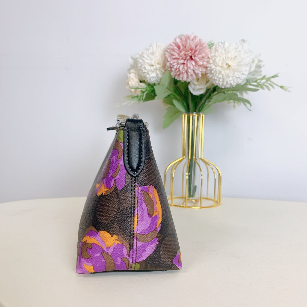 Coach CL406 Charlotte Shoulder Bag In Signature Canvas With Rose Print IN Brown Iris Multi