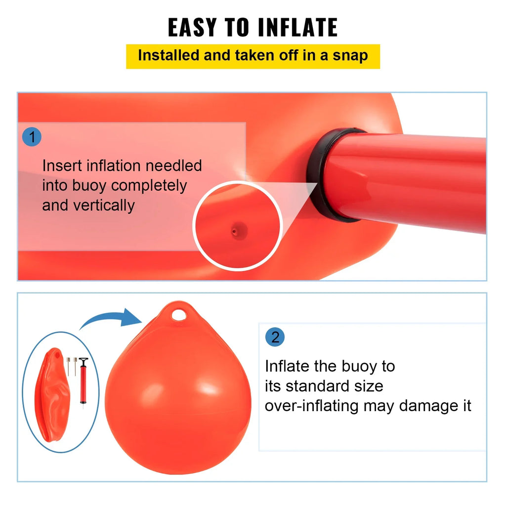 BENTISM Boat Buoy Ball, 27in Diameter InfLatitudeable Heavy-Duty Marine-Grade Vinyl Marker Buoy, Round Boat Mooring Buoy, Anchoring, Rafting, Marking, Fishing, Orange