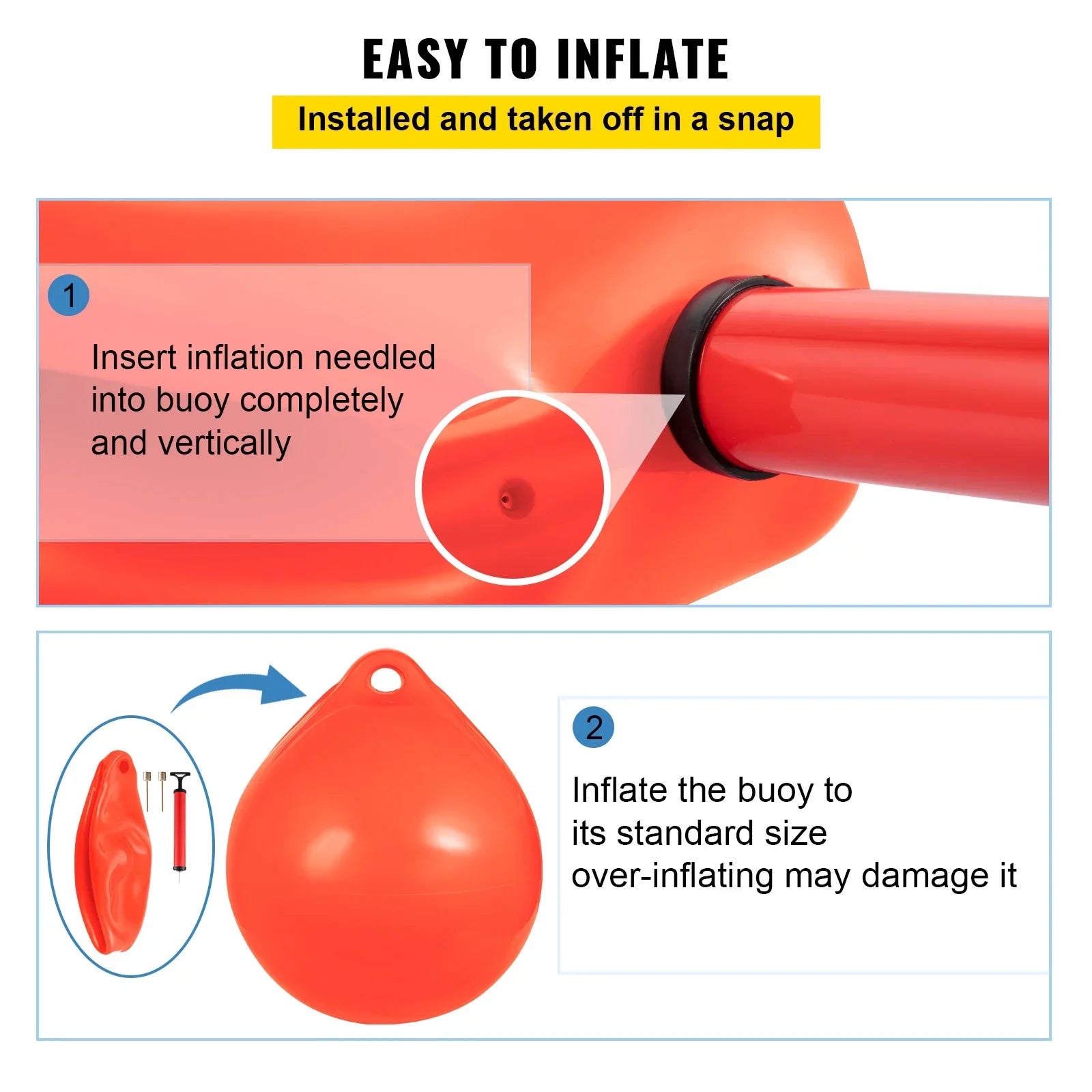 BENTISM Boat Buoy Ball, 27in Diameter InfLatitudeable Heavy-Duty Marine-Grade Vinyl Marker Buoy, Round Boat Mooring Buoy, Anchoring, Rafting, Marking, Fishing, Orange