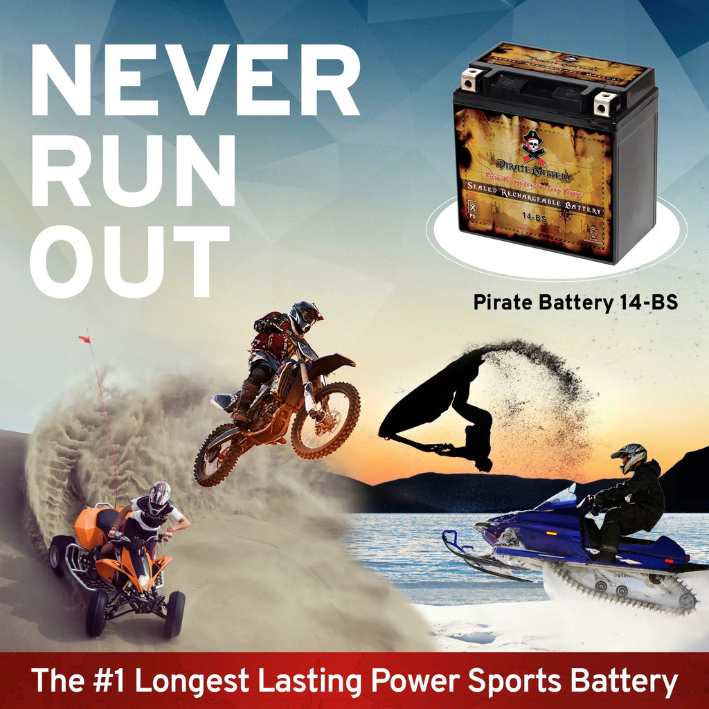 Pirate Battery YTX14-BS (14-BS 12 Volt,12 Ah, 200 CCA) Motorcycle Battery for Kawasaki 800cc Vn800-a, B, C, E Vulcan, Classic, Drifter 1995