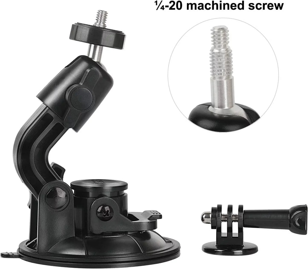 Suction Cup Car Mount Stand Tripod Adapter with Safety Tether Outdoor Indoor for Gopro Hero Session 9 8 7 6 5 4 3+ 3 2