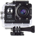 VEMONT Action Camera, 1080P 12MP Sports Camera Full HD 2.0 Inch Action Cam 30m/98ft Underwater Waterproof Snorkel surf Camera with Wide-Angle Lens and Mounting Accessories Kit Black