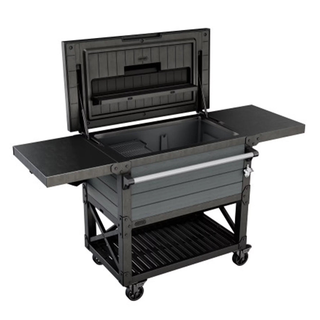 Keter Outdoor Patio Cooler Ice Chest InsuLatitudeed Beverage Bar Cart, Gray