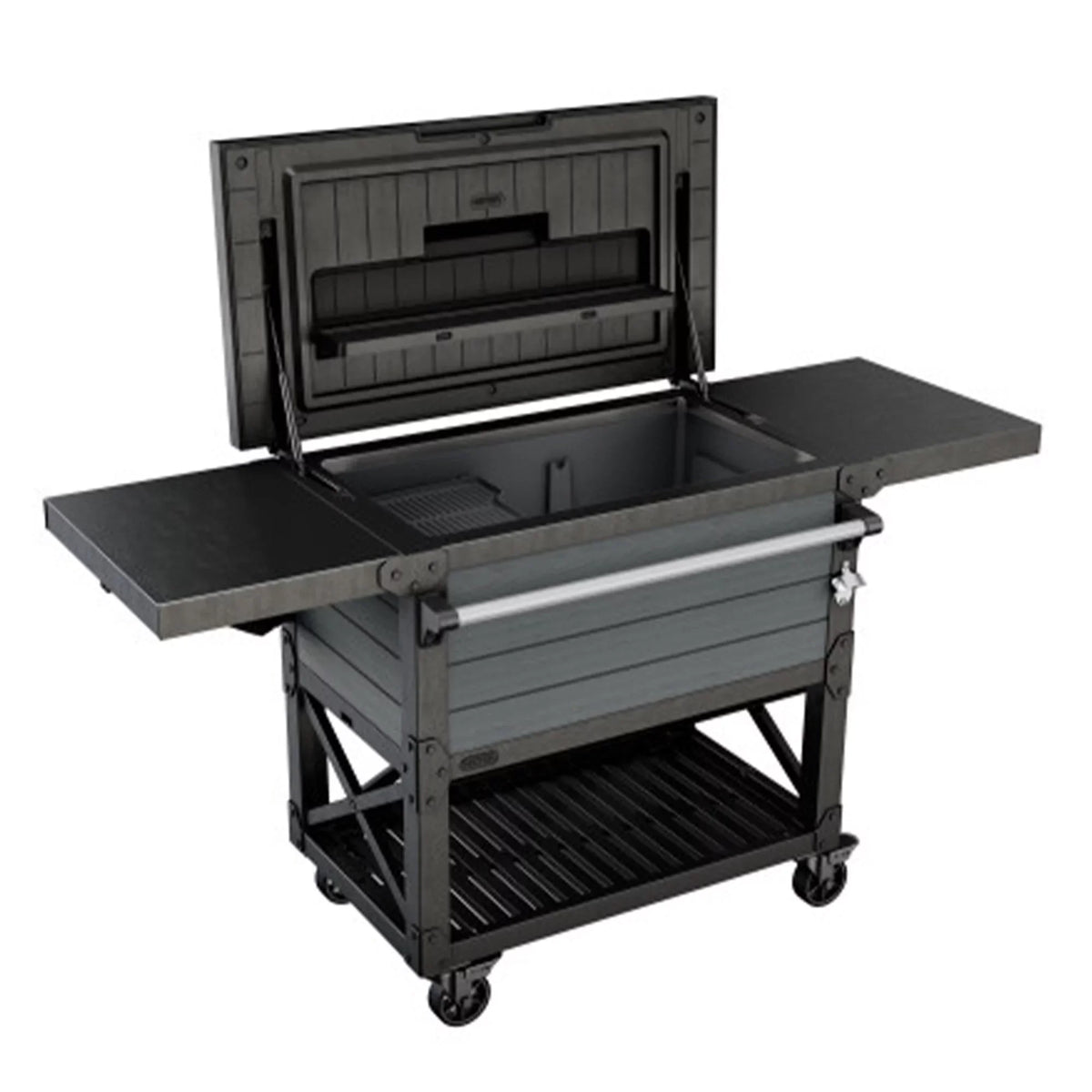 Keter Outdoor Patio Cooler Ice Chest InsuLatitudeed Beverage Bar Cart, Gray