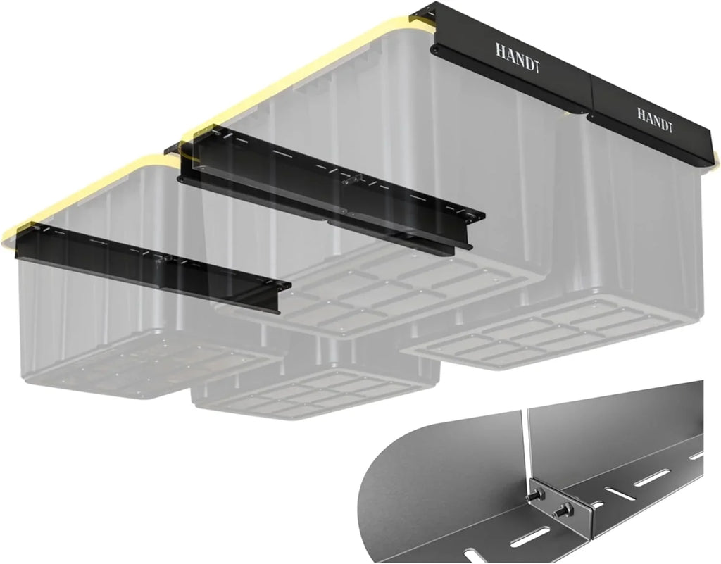 Overhead Garage Storage Rack, Ceiling Racks, Bin Organization System, Heavy Duty Metal Rack For Container, Supports Most Bins (Black, 4 Sets)
