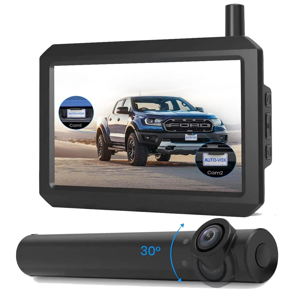 AUTO-VOX TW1 Wireless Backup Camera for Trucks, 3Mins DIY InstalLatitudeion, Mini Size Back Up Camera Systems for Car, Super Night Vision Rear/Front View with 5'' Monitor