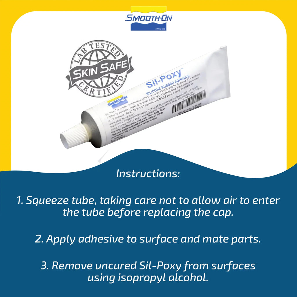 SIL-Poxy - Silicone Rubber Adhesive - 3 Ounce Tube