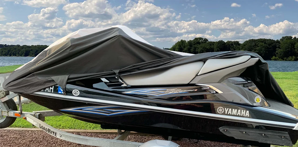 SUPER HEAVY-DUTY PWC JetSki Cover Compatible for Polaris Genesis Deluxe JetSki Jet Ski PWC Cover 1999 2000 2001 2002 Black/Grey