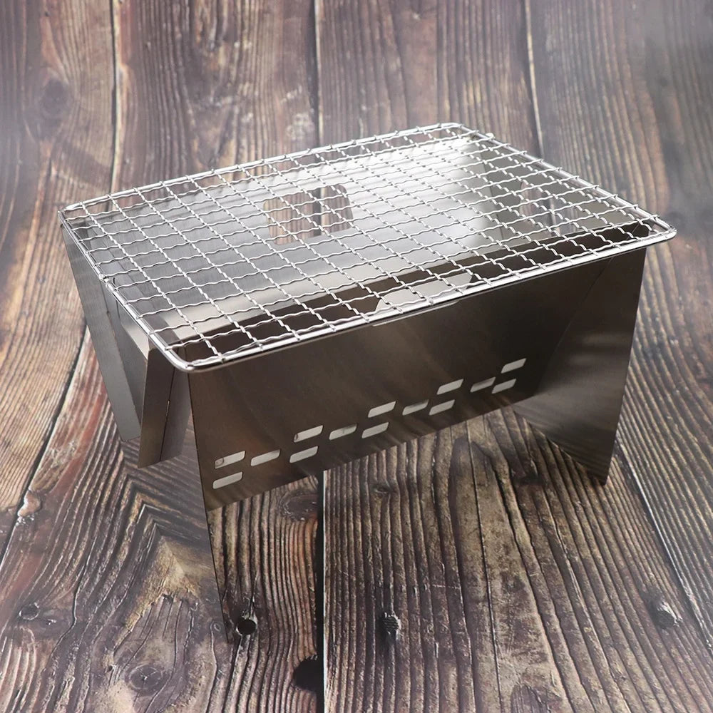 Radirus Stainless Steel Wood Burning Stove, Portable Folding Camping Cooking Stove with Grill PLatitudee, Perfect for Outdoor BBQs and Cooking