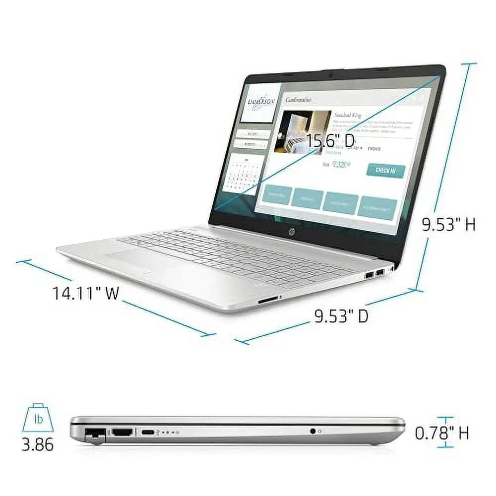 HP 2022 15.6" HD Touchdisplay Laptop PC Intel 4-Core i5-1135G7 16GB DDR4 256GB NVMe SSD Iris Xe Graphics Webcam HDMI WiFi AC RJ45 BT USB-C Backlit Keyboard Silver Windows 10 w/RE Accessories