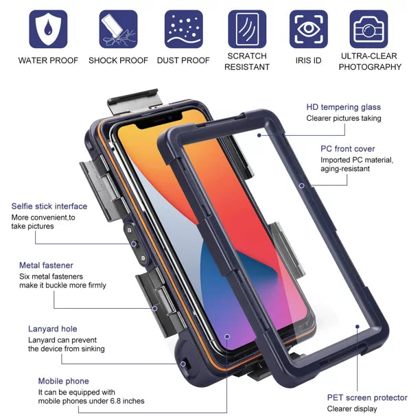 UrbanX Professional [15m/50ft] Swimming Diving Surfing Snorkeling Photo Video Waterproof Protective Case Underwater Housing for Lenovo A6600 And all Phones Up to 6.9 Inch LCD with Lanyard
