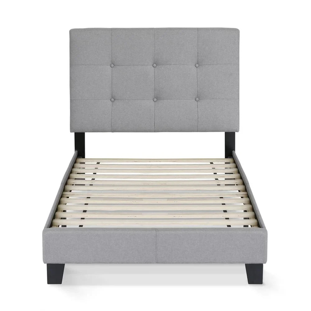 Furinno Laval Button Tufted Bed Frame, 12 Piece SLatitude Style, Glacier, Twin