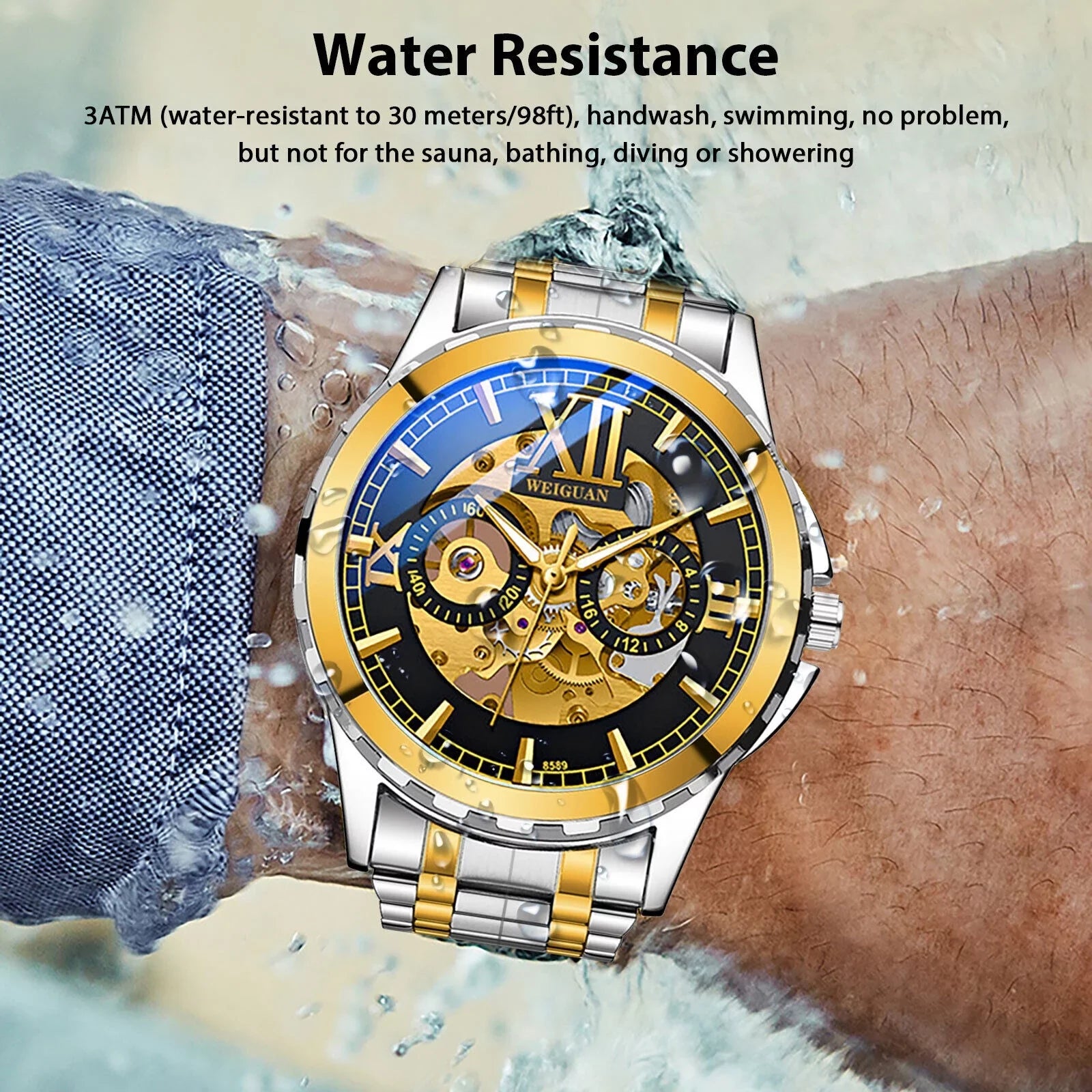 Men Luxury Watch Automatic Mechanical Stainless Steel Business Waterproof Wrist
