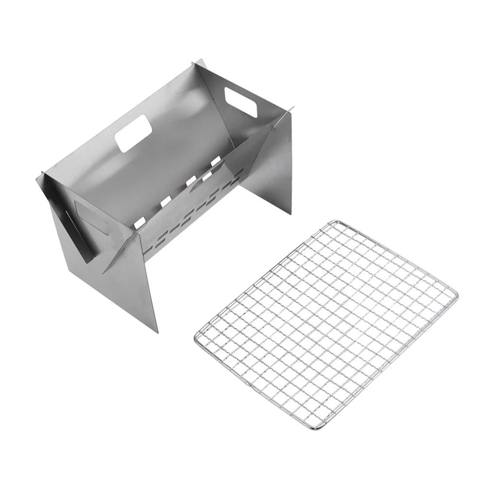 Radirus Stainless Steel Wood Burning Stove, Portable Folding Camping Cooking Stove with Grill PLatitudee, Perfect for Outdoor BBQs and Cooking