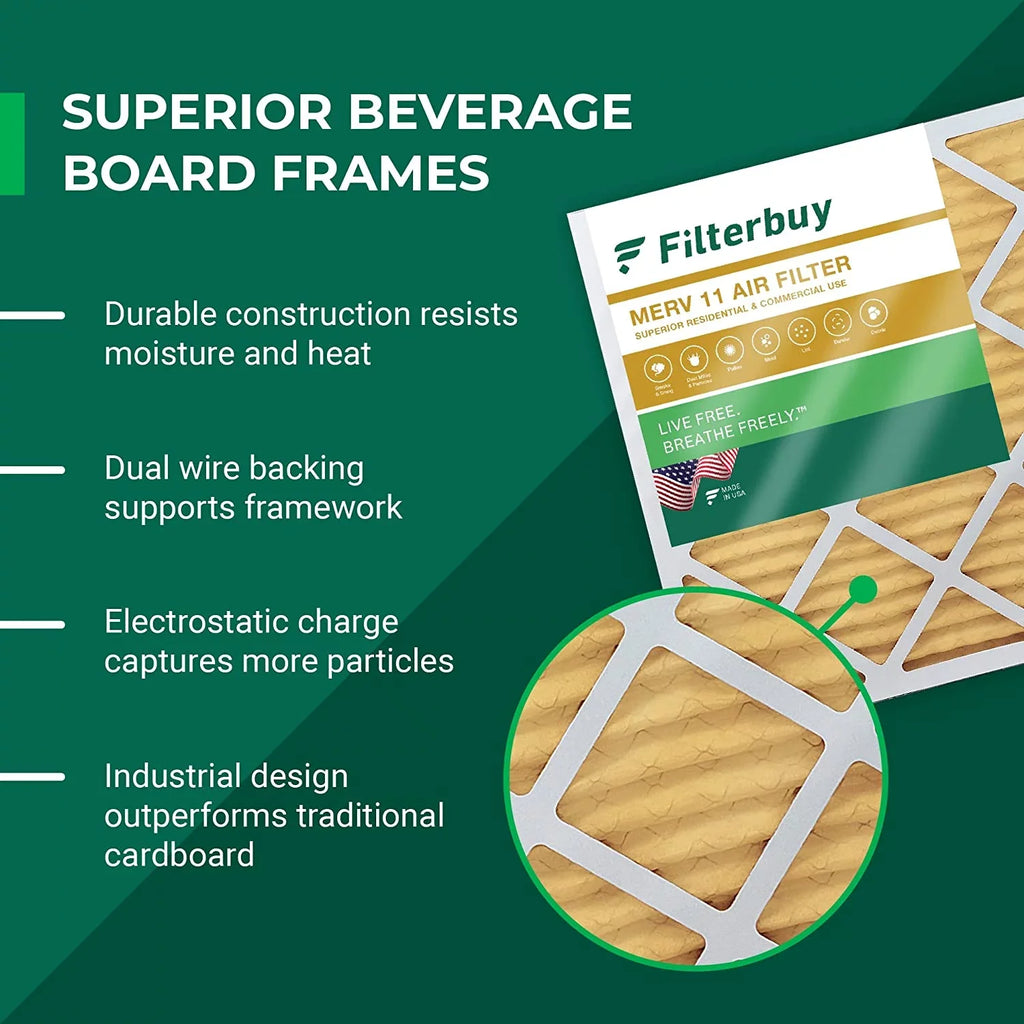 Filterbuy 25x25x4 MERV 11 Pleated HVAC AC Furnace Air Filters (12-Pack)